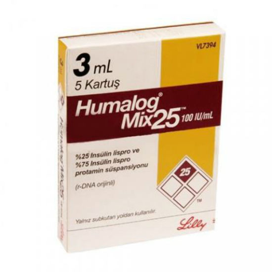 Humalog Mix 25 100IU 3ml-5 Cartridges