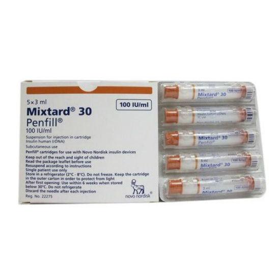 Mixtard 30 Penfill 100IU 3ml-5 Cartridges